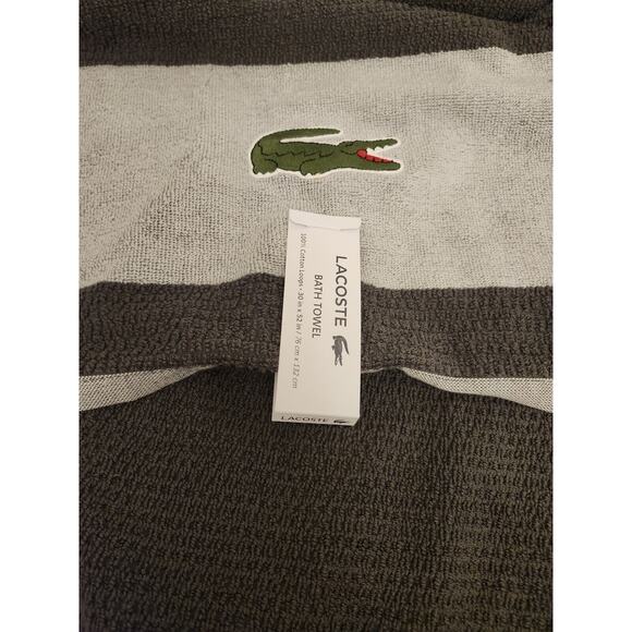 NWT Lacoste Bath Pool Towel(s) 100% Cotton 30x52"‎ Big Crocodile Logo Dark Gray - Picture 3 of 6
